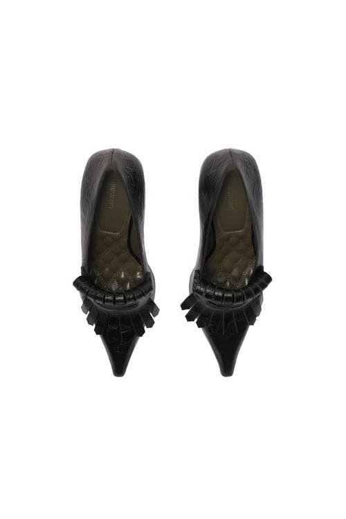 Burberry Embossed Cameo Fringe Pumps In Black