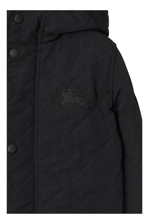 Burberry Quilted Hooded Coat In Black