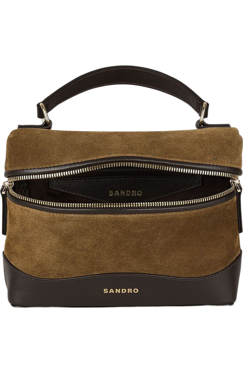 SANDRO TANGOLINO leather and suede vanity bag, Alternate, color, Camel
