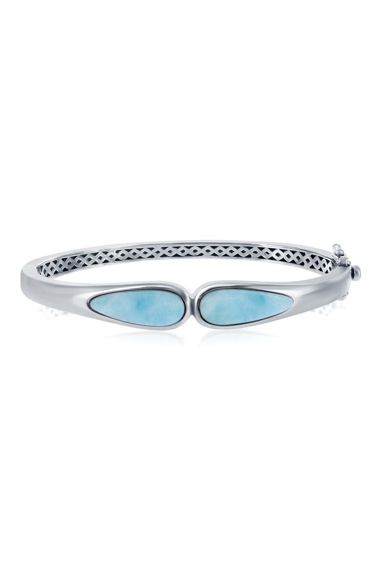 Sterling Silver Pear-Cut Larimar Bangle Bracelet, Main, color, BLUE