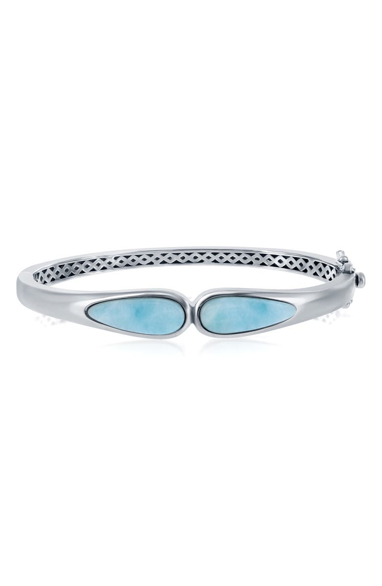 SIMONA Sterling Silver Pear-Cut Larimar Bangle Bracelet, Main, color, Blue