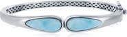 SIMONA Sterling Silver Pear-Cut Larimar Bangle Bracelet