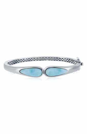 Sterling Silver Pear-Cut Larimar Bangle Bracelet