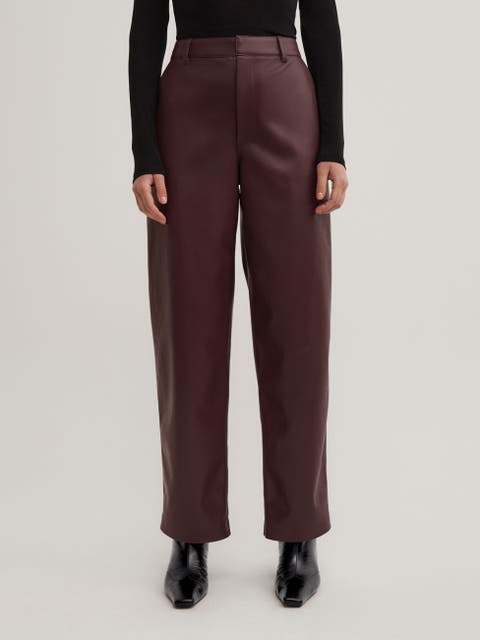 Faux Leather Barrel Trouser