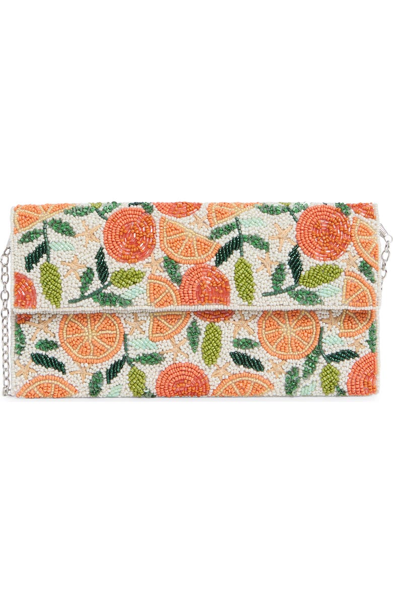 Collection XIIX Orange Beaded Flap Envelope Clutch, Main, color, Orange Multi