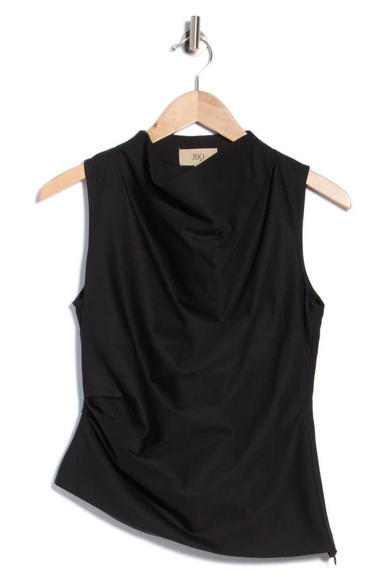 Caden Cowl Neck Cotton Top, Alternate, color, BLACK