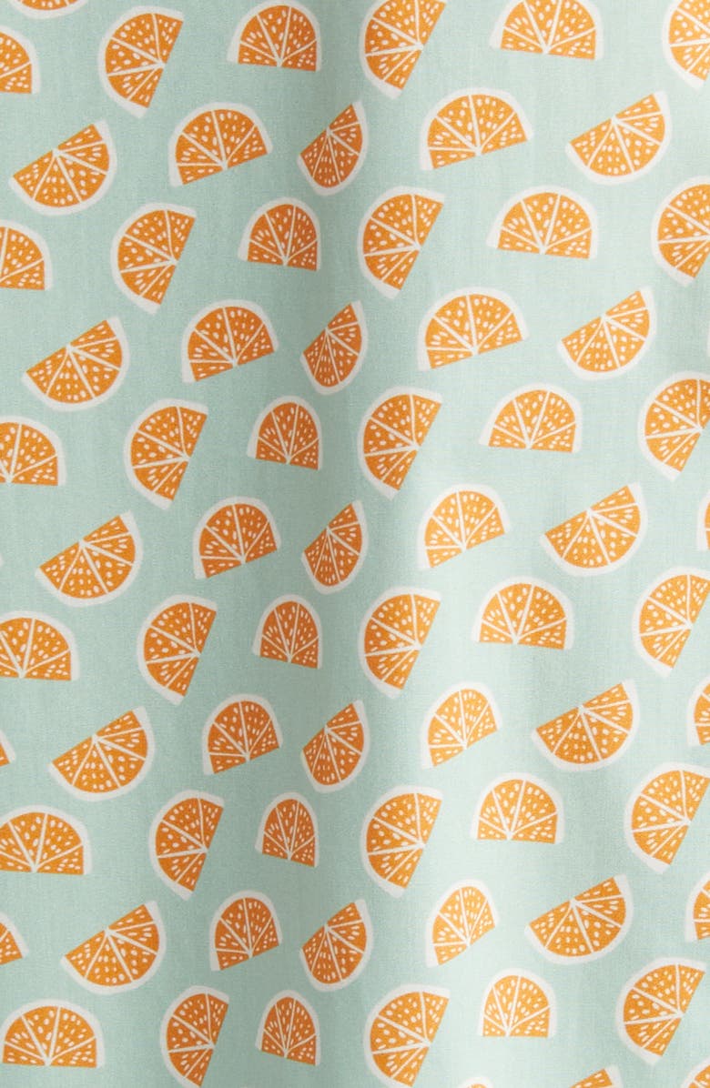 Johnston & Murphy Citrus Print Short Sleeve Cotton Button-Down Shirt, Alternate, color, Green/Orange