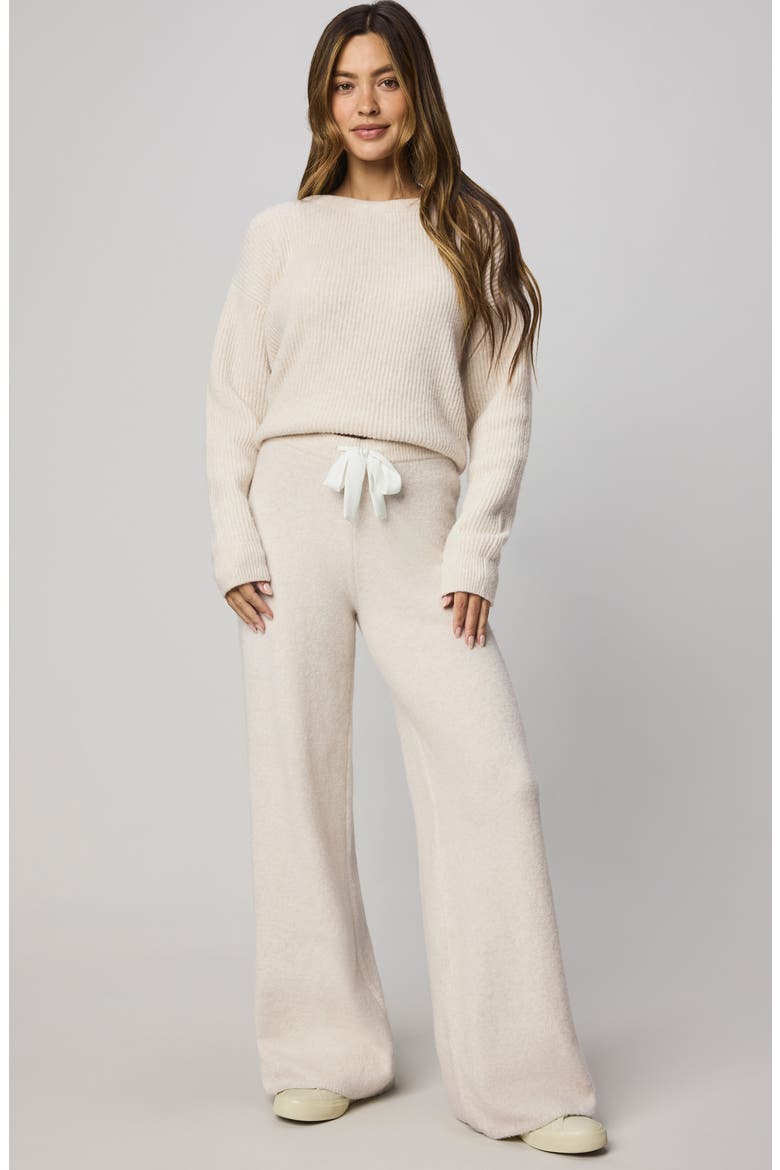 Stassi Rib Side Sweater Pants, Alternate, color, PALE OAK HTHR