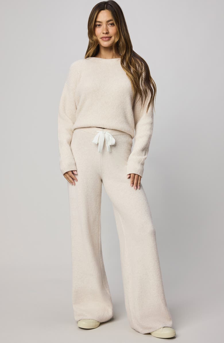 Splendid Stassi Rib Side Sweater Pants, Alternate, color, Pale Oak Heather White