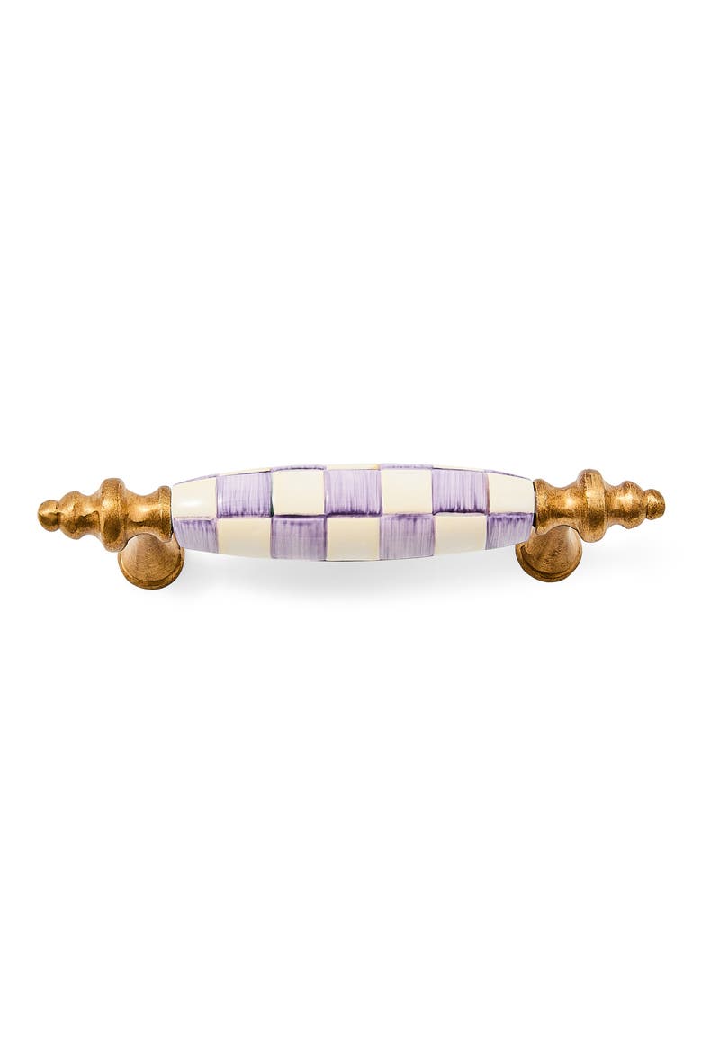 Violet Check Brass Drawer Pull, Main, color, VIOLET