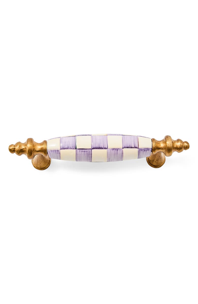MACKENZIE CHILDS Violet Check Brass Drawer Pull, Main, color, Violet