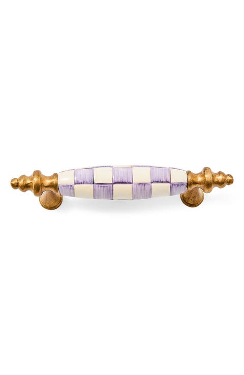 Violet Check Brass Drawer Pull