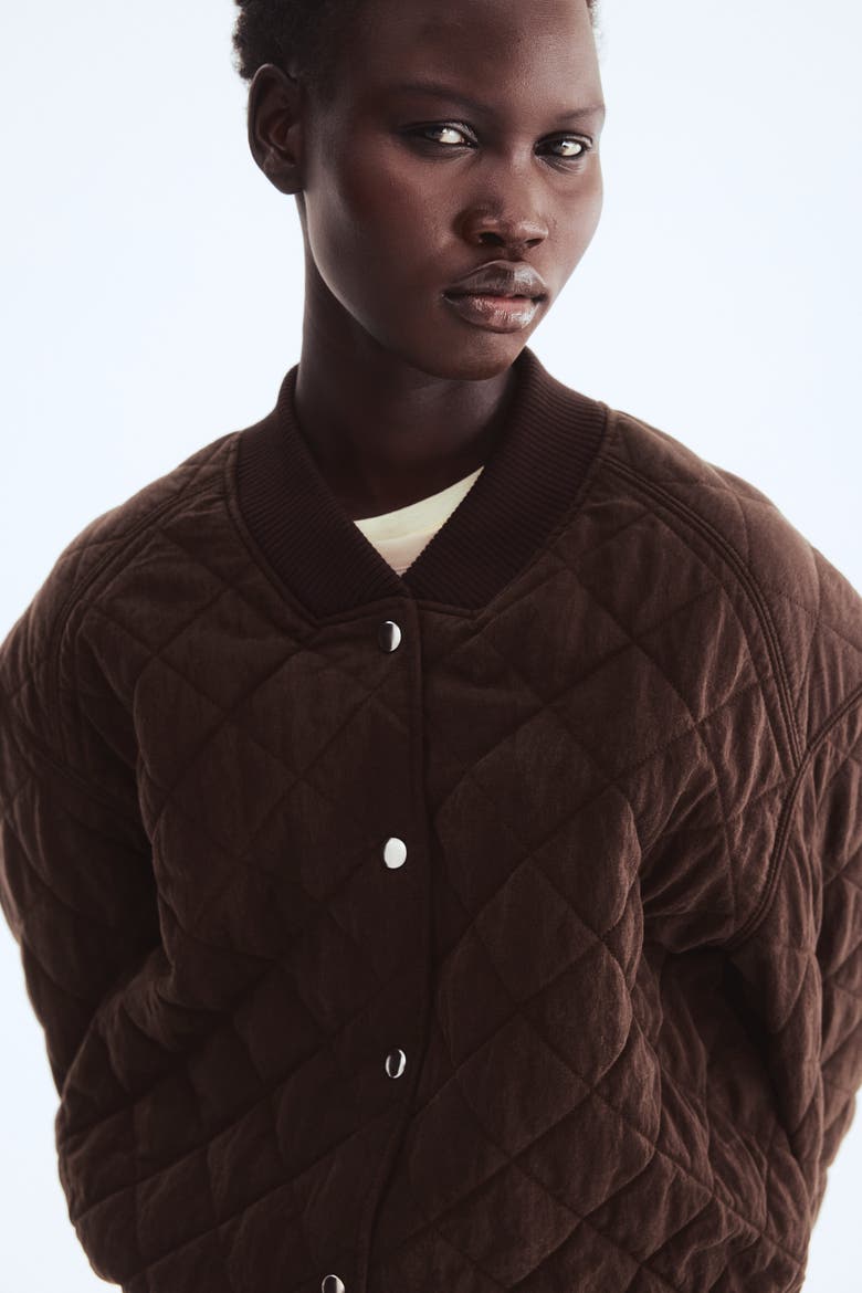 Quilted Bomber Jacket, Alternate, color, Dark brown