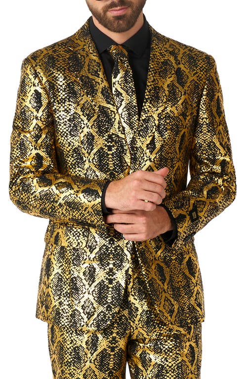 Opposuits Shiny Snakeskin Pattern Two Button Notch Lapel Suit In Green