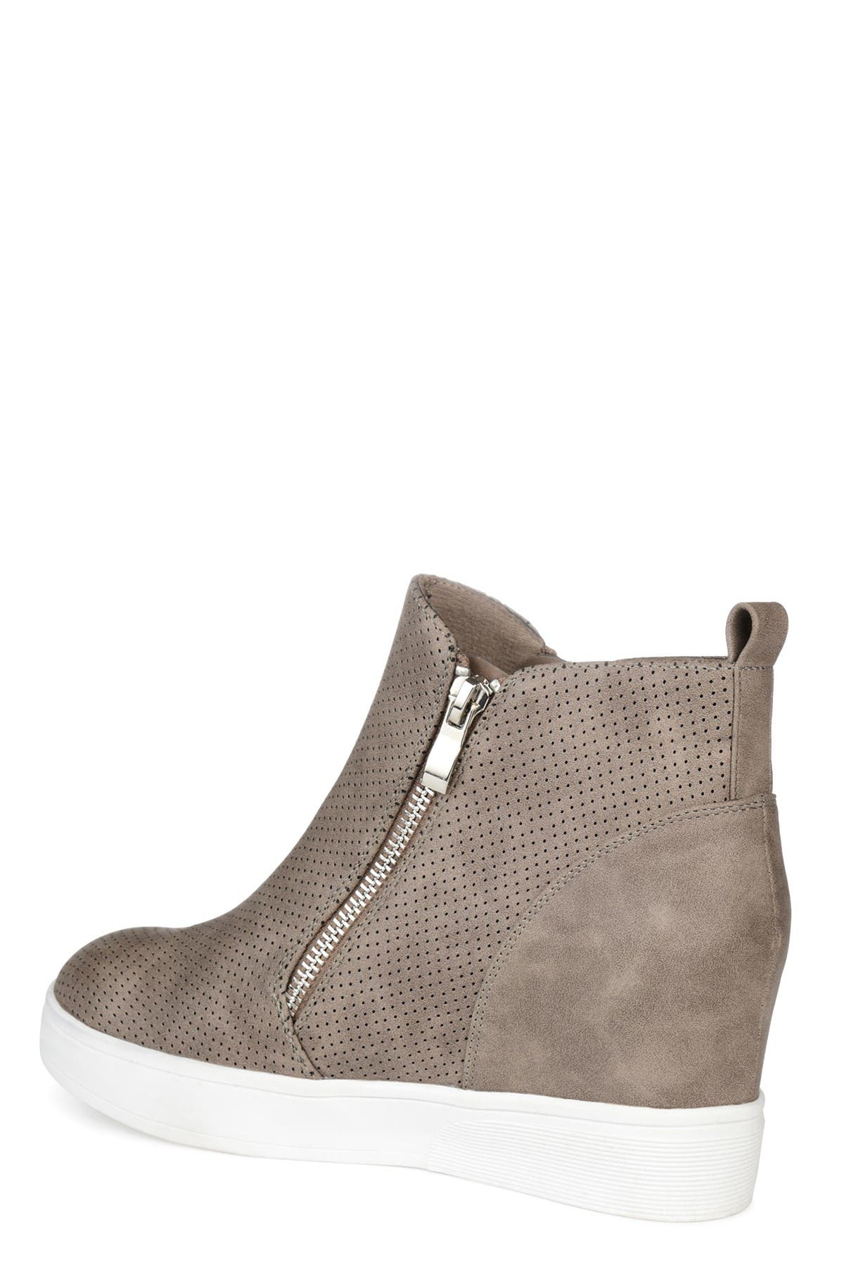 JOURNEE Pennelope Wedge Heel Sneaker, Alternate, color, TAUPE