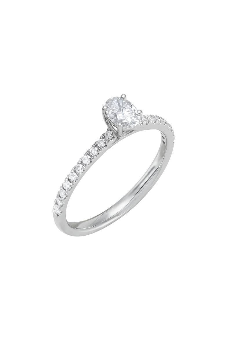 Frankie & Zoe 10K White Gold Oval Lab Grown Diamond Solitaire Ring, Alternate, color, White Gold