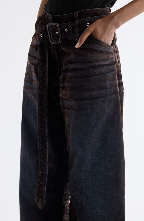 Acne Studios Page Flocked Belted Jeans In Multi
