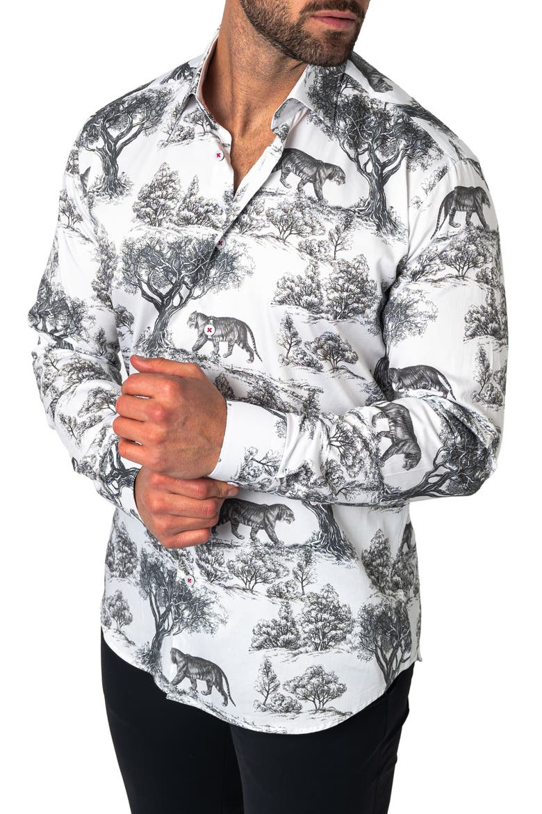 Fibonacci Regular Fit Kingdom White Button-Up Shirt, Alternate, color, WHITE