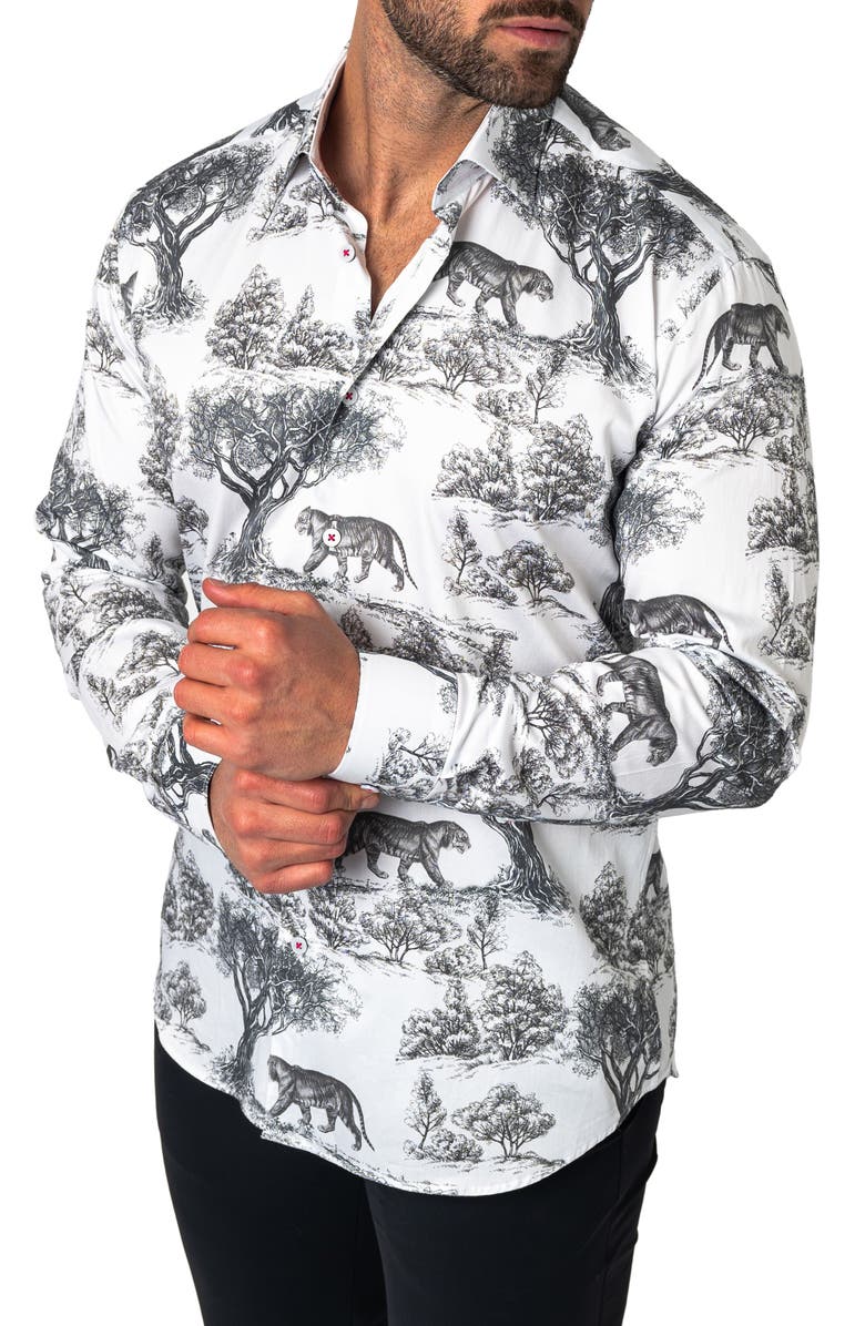 Maceoo Fibonacci Regular Fit Kingdom White Button-Up Shirt, Alternate, color, 