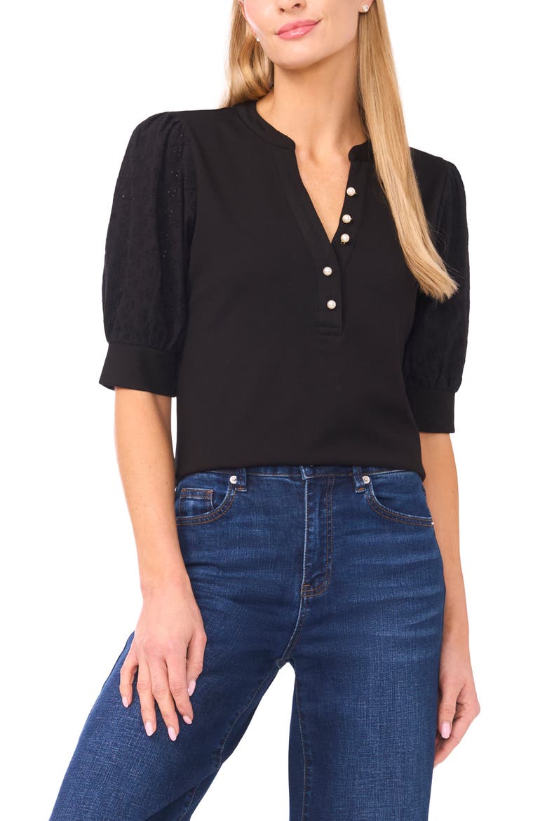 Puff Sleeve Shirt, Main, color, RICH BLACK