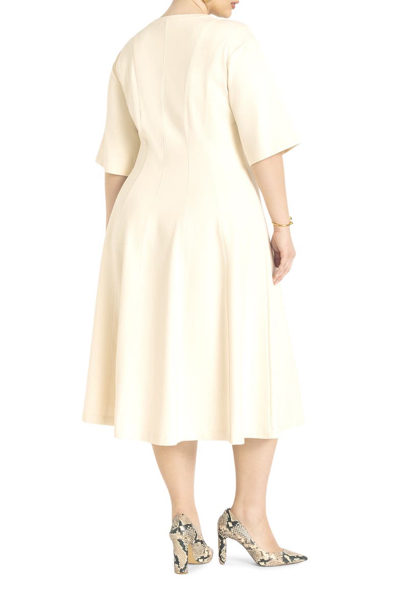 Seam Detail Ponte Workwear Midi Dress, Alternate, color, WHITE SMOKE