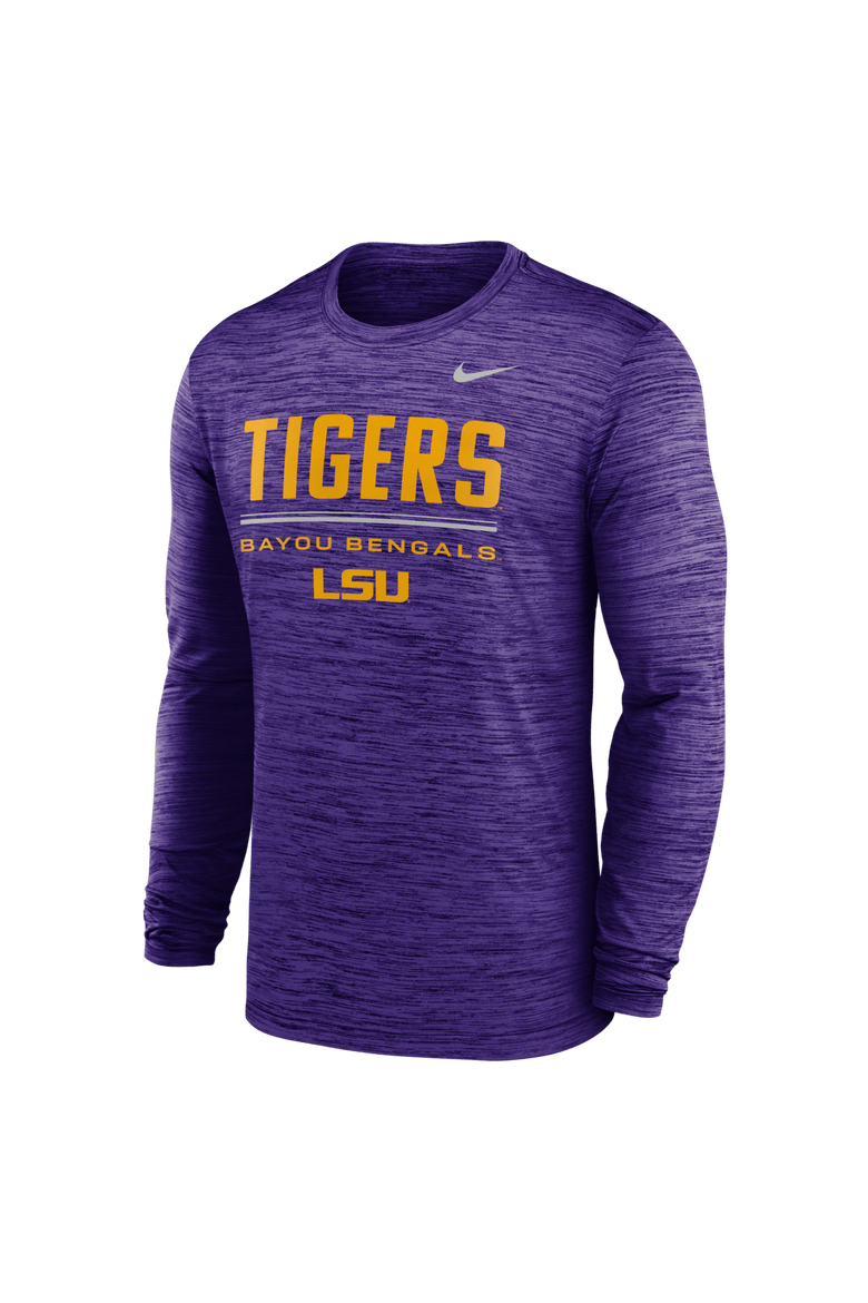 Men's Nike Purple LSU Tigers Sideline Velocity Dri-FIT Long Sleeve T-Shirt, Alternate, color, Purple