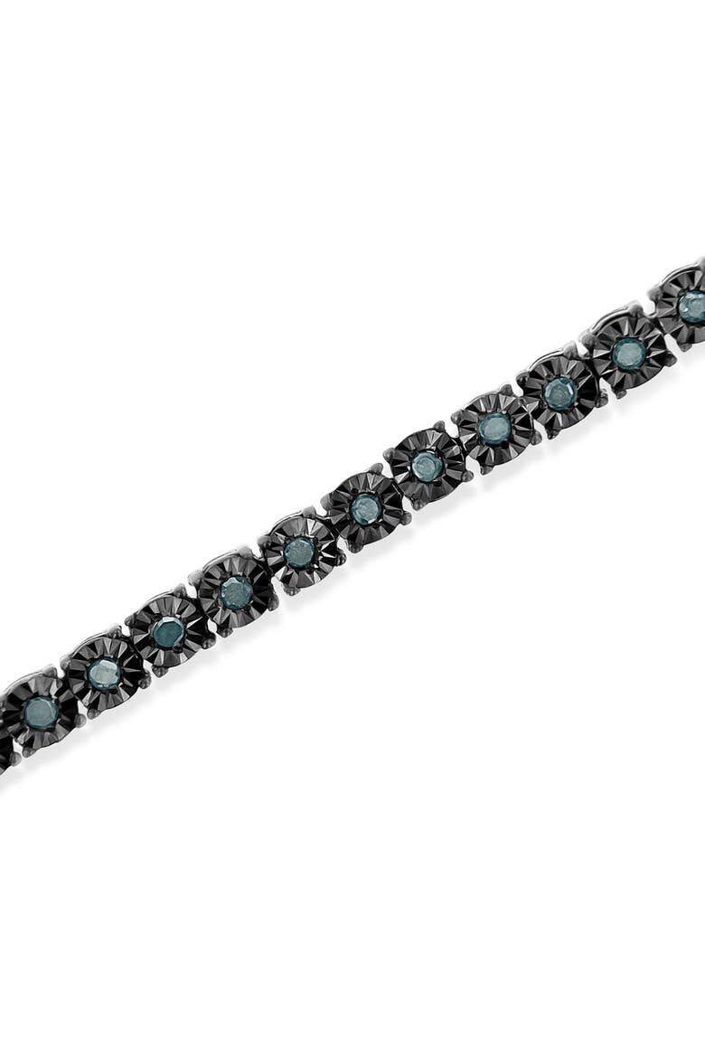 Black Rhodium Plated Silver 1.0 Cttw Diamond Miracle Tennis Bracelet, Alternate, color, White