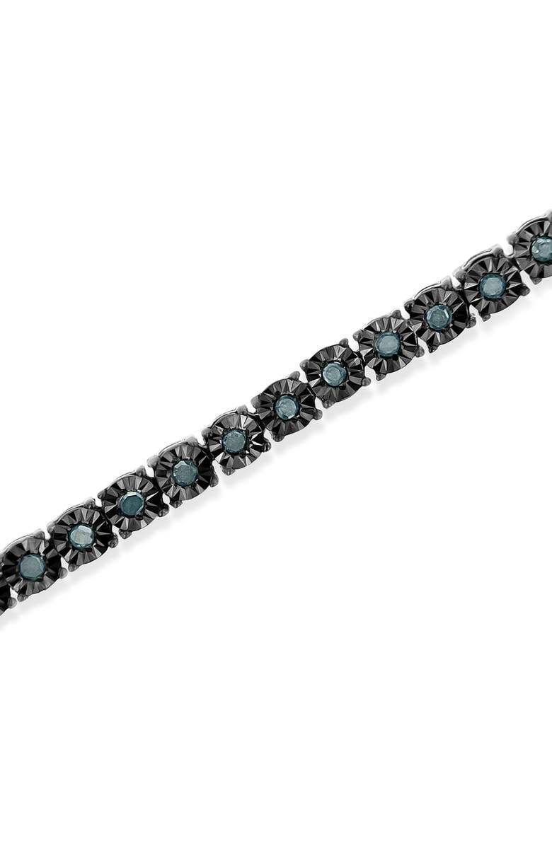 Haus of Brilliance Black Rhodium Plated Silver 1.0 Cttw Diamond Miracle Tennis Bracelet, Alternate, color, White