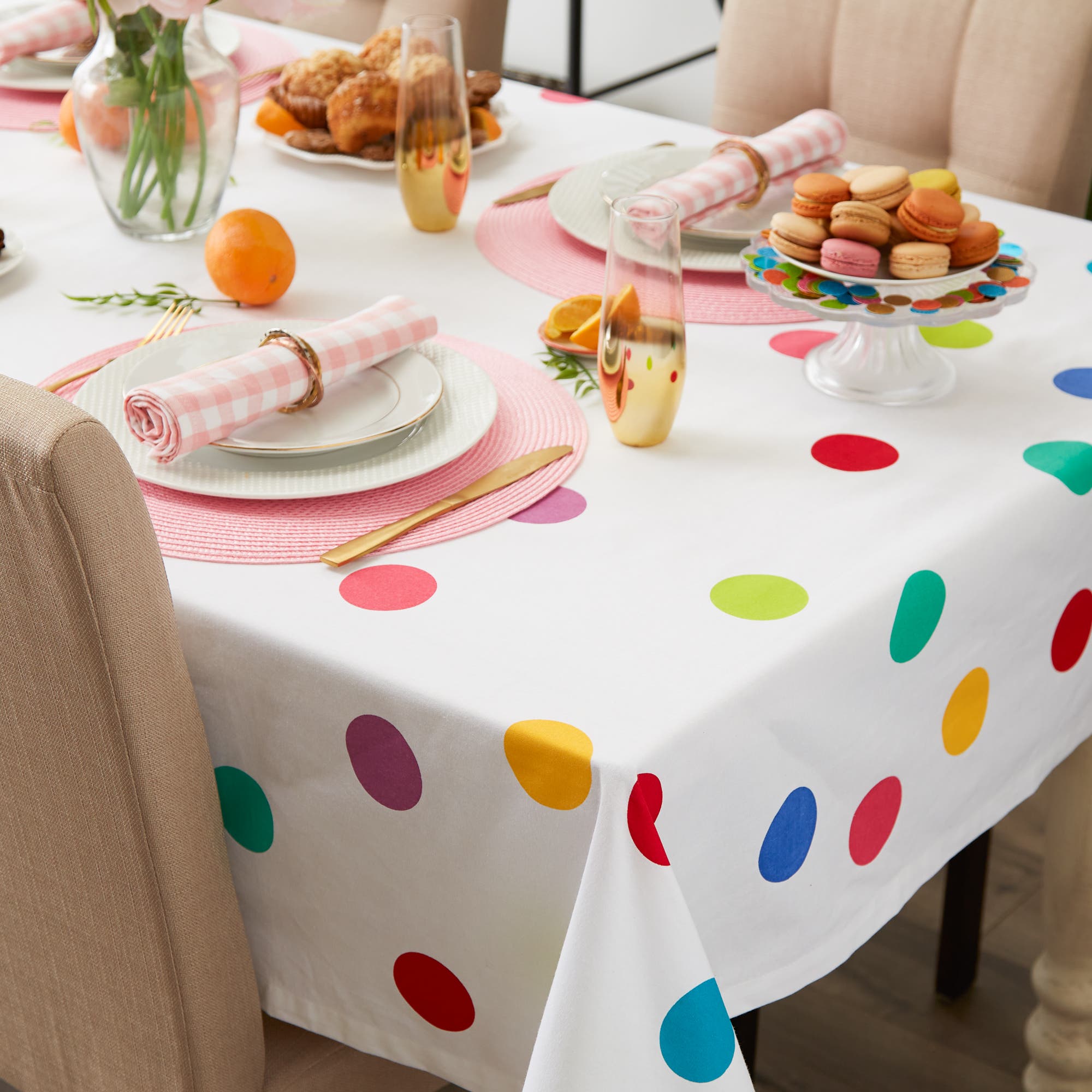 Dii Confetti Print Tablecloth 60x84 In Multi