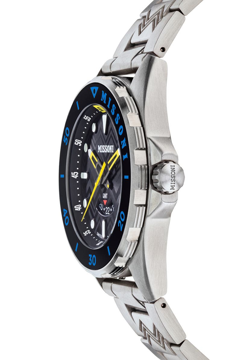 Missoni GMT Bracelet Watch, 43mm, Alternate, color, Stainless Steel