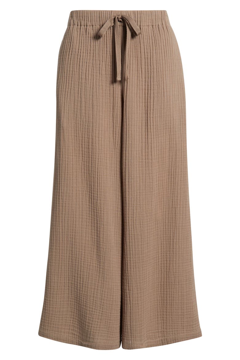 Wide Leg Organic Cotton Ankle Pants, Alternate, color, COCOA