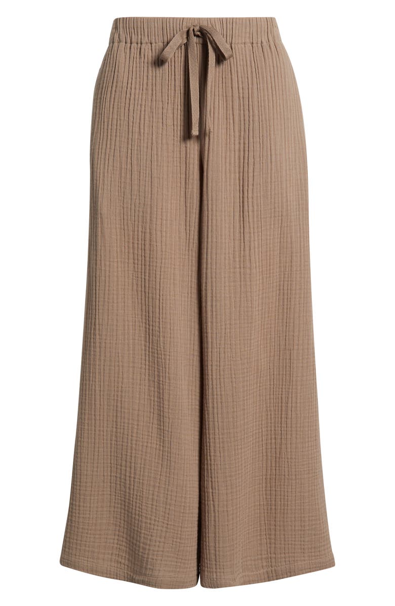 Eileen Fisher Wide Leg Organic Cotton Ankle Pants, Alternate, color, Cocoa