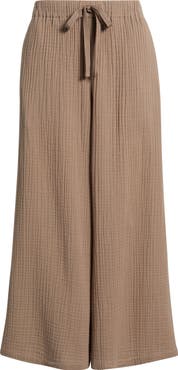 Eileen Fisher Wide Leg Organic Cotton Ankle Pants