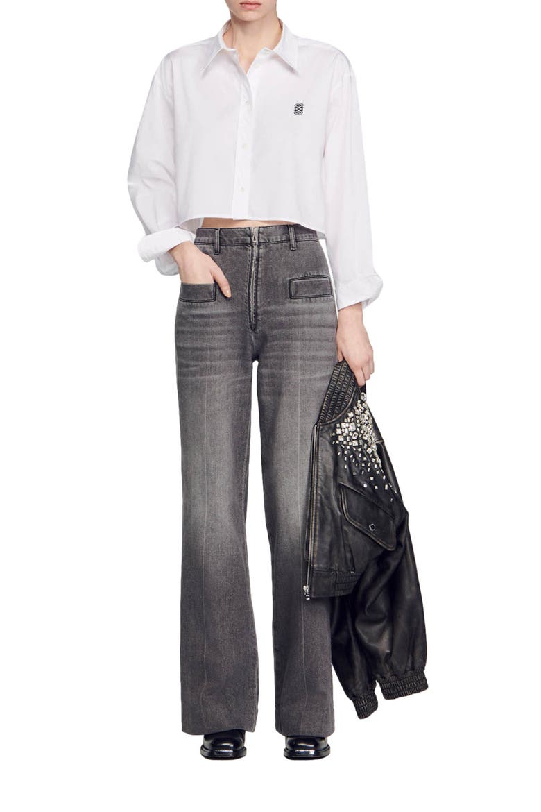 Cropped poplin shirt, Alternate, color, WHITE