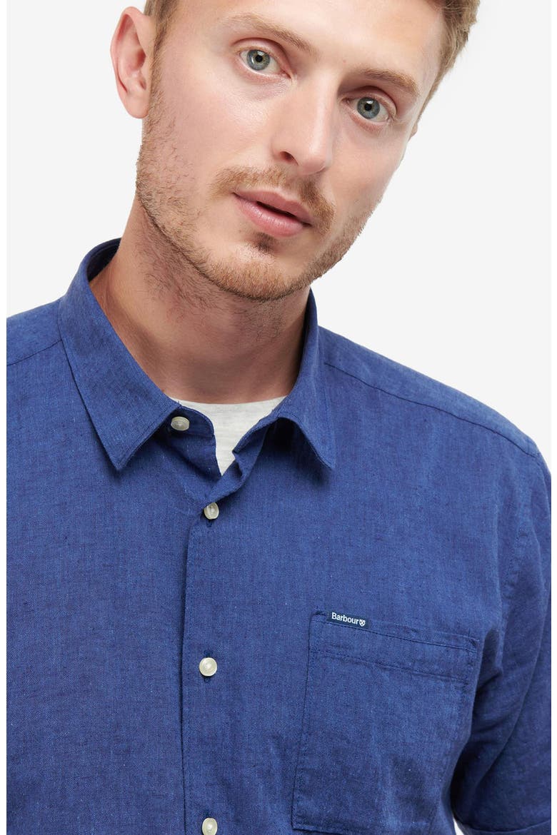 Nelson Linen & Cotton Button-Up Shirt, Alternate, color, INDIGO