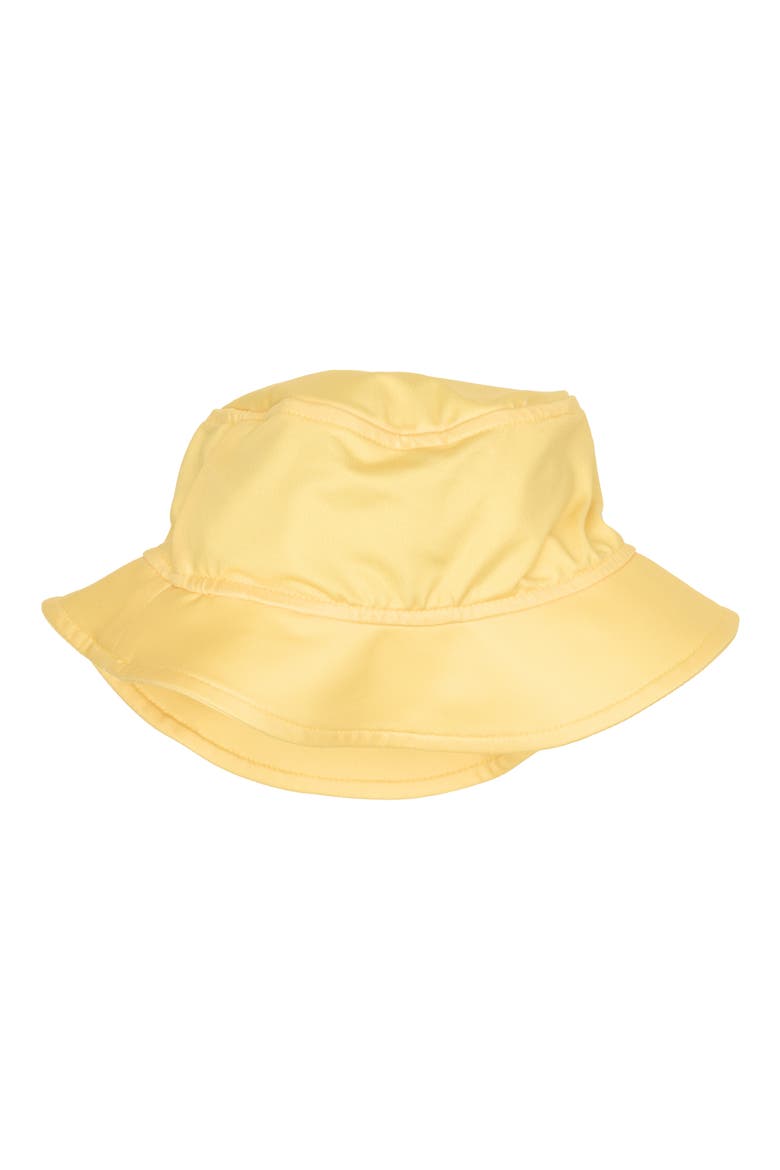 One-Piece Rashguard Swimsuit & Hat Set, Alternate, color, YELLOW FLOWERS