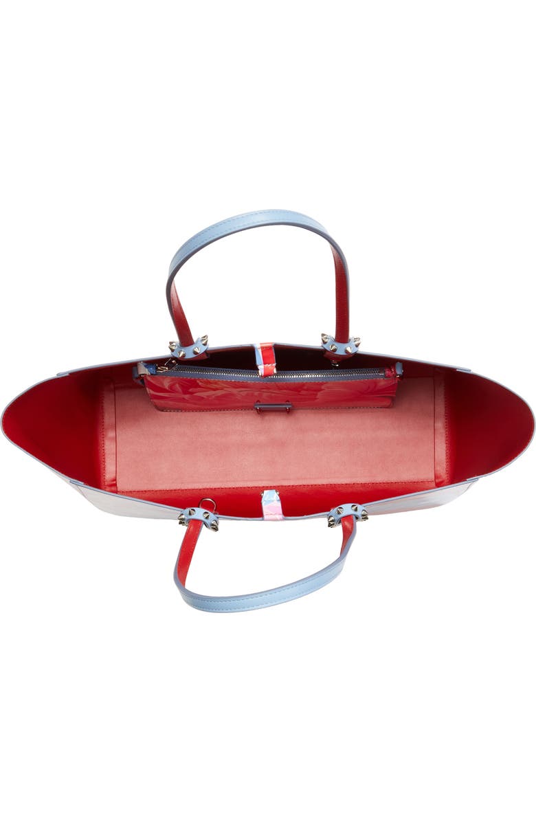 Christian Louboutin Small Cabata Soft Floral Patent Leather Tote, Alternate, color, M251 Multi/Silver