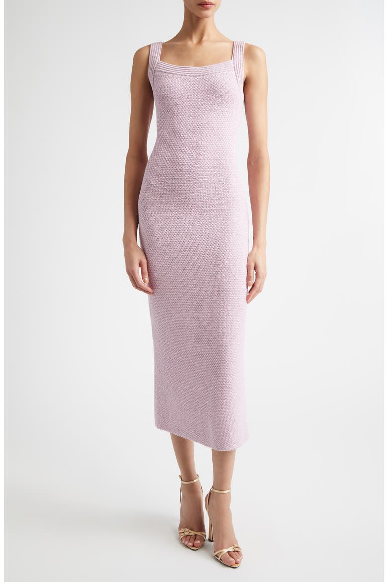 Juliette Metallic Mouliné Cotton & Silk Blend Sweater Dress, Main, color, PEONY METALLIC MULTI