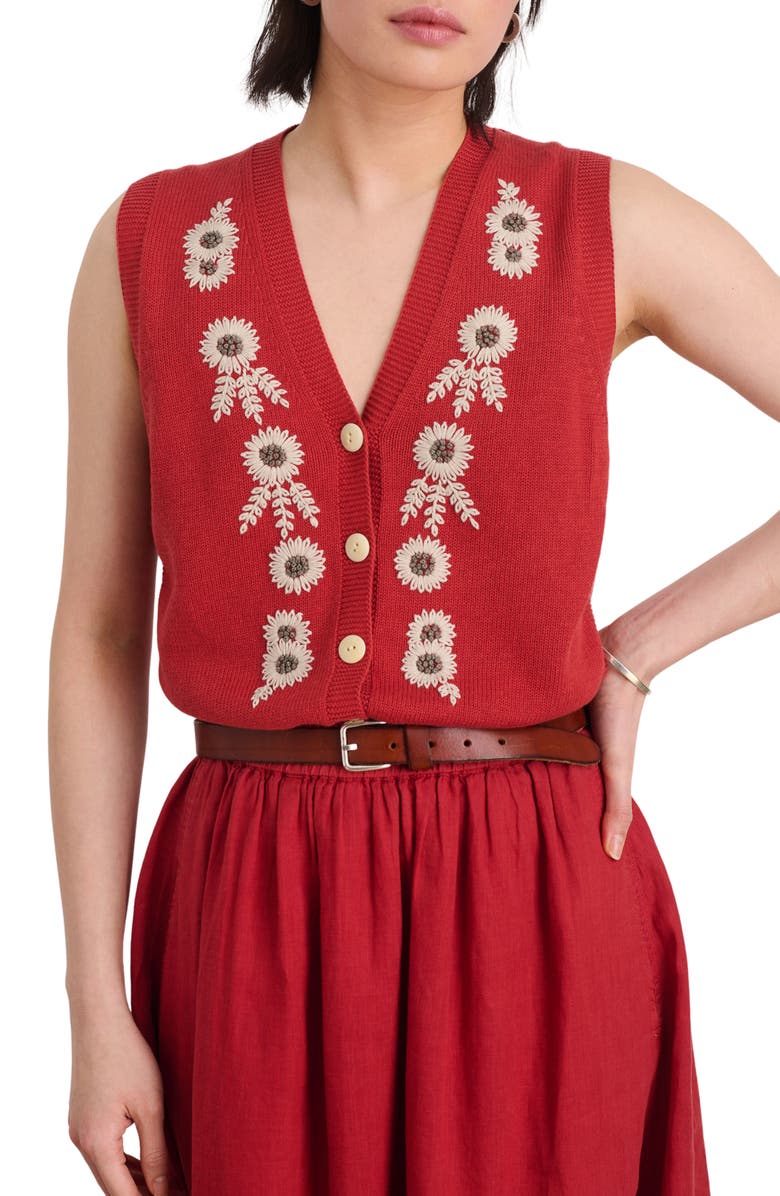 Alex Mill Becca Embroidered Vest, Main, color,