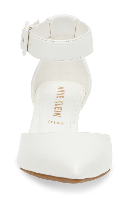 Anne Klein Fabulist Ankle Strap Pointed Toe Pump In White