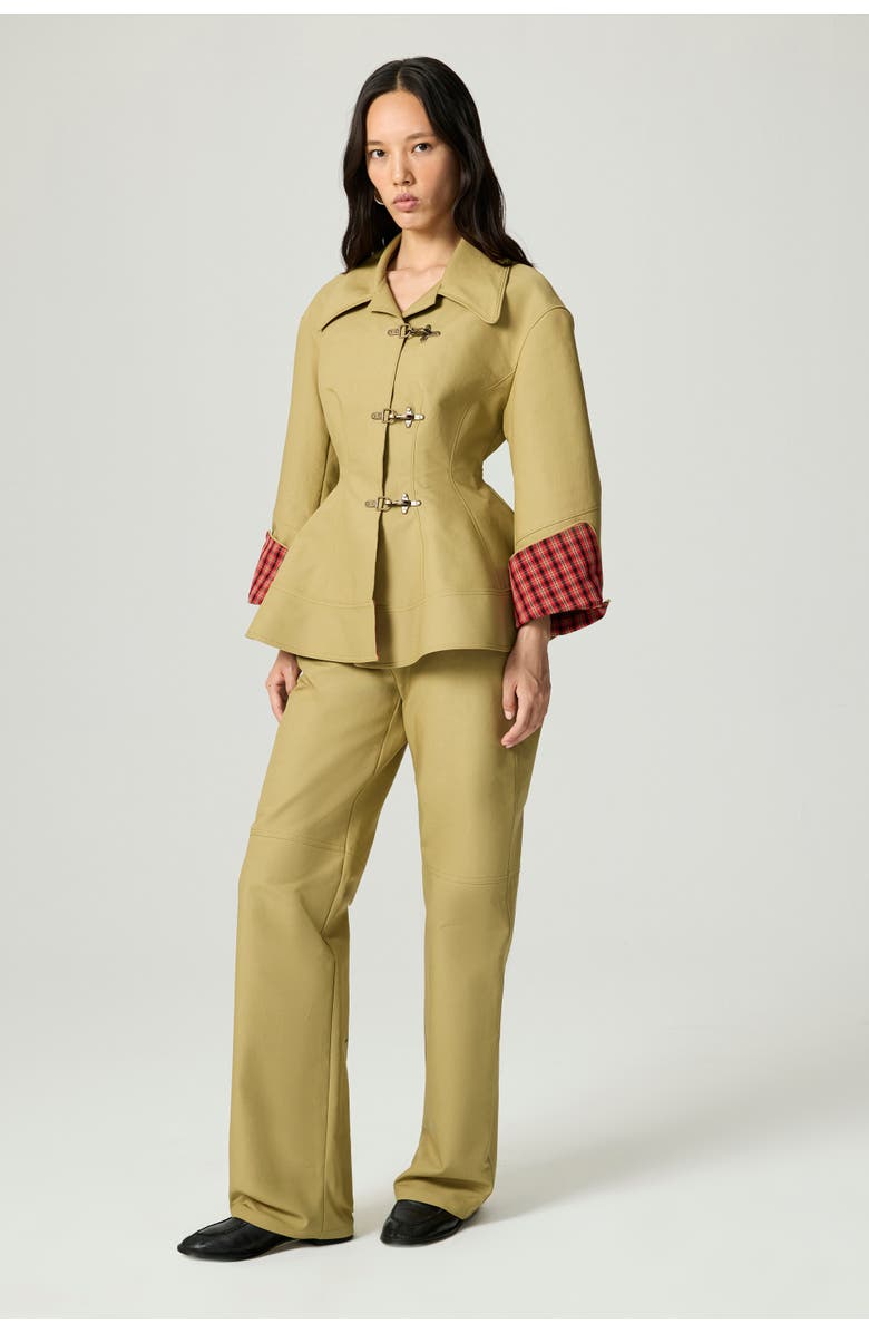 Nocturne Buckle-Front Fitted Jacket, Alternate, color, Olive Green