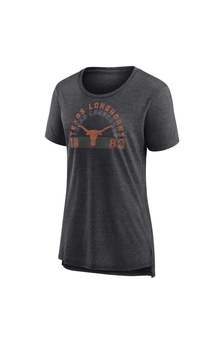 FANATICS Women's Fanatics Heather Charcoal Texas Longhorns Badge Fade Tri-Blend T-Shirt, Alternate, color, 