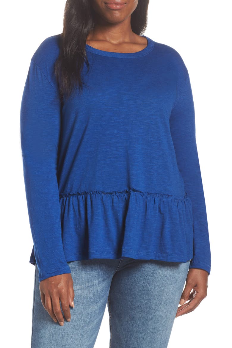 Peplum Tee, Alternate, color, BLUE MAZARINE