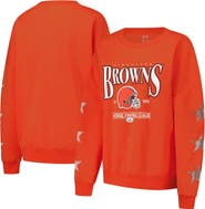 GAMEDAY COUTURE Women's Gameday Couture Orange Cleveland Browns Rhinestone Star Sleeve Settle the Score Oversized Pullover Sweatshirt
