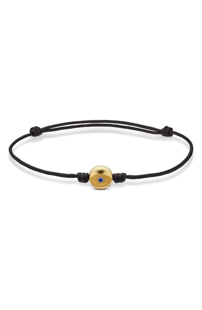David Yurman Men's Evil Eye Cord Bracelet with 18K Gold & Sapphire, Main, color, Black / Gold / Sapphire
