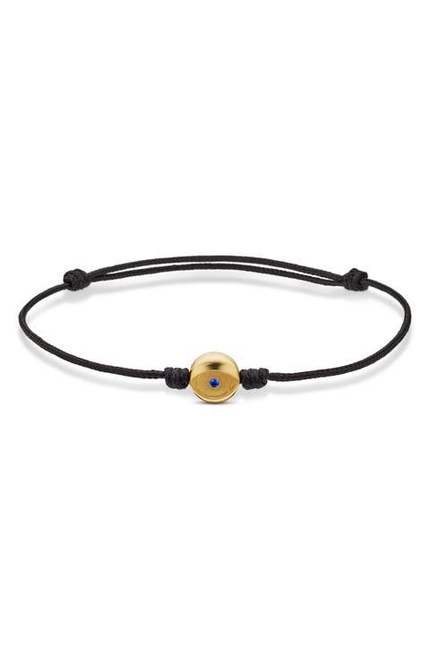 Men's Evil Eye Cord Bracelet with 18K Gold & Sapphire
