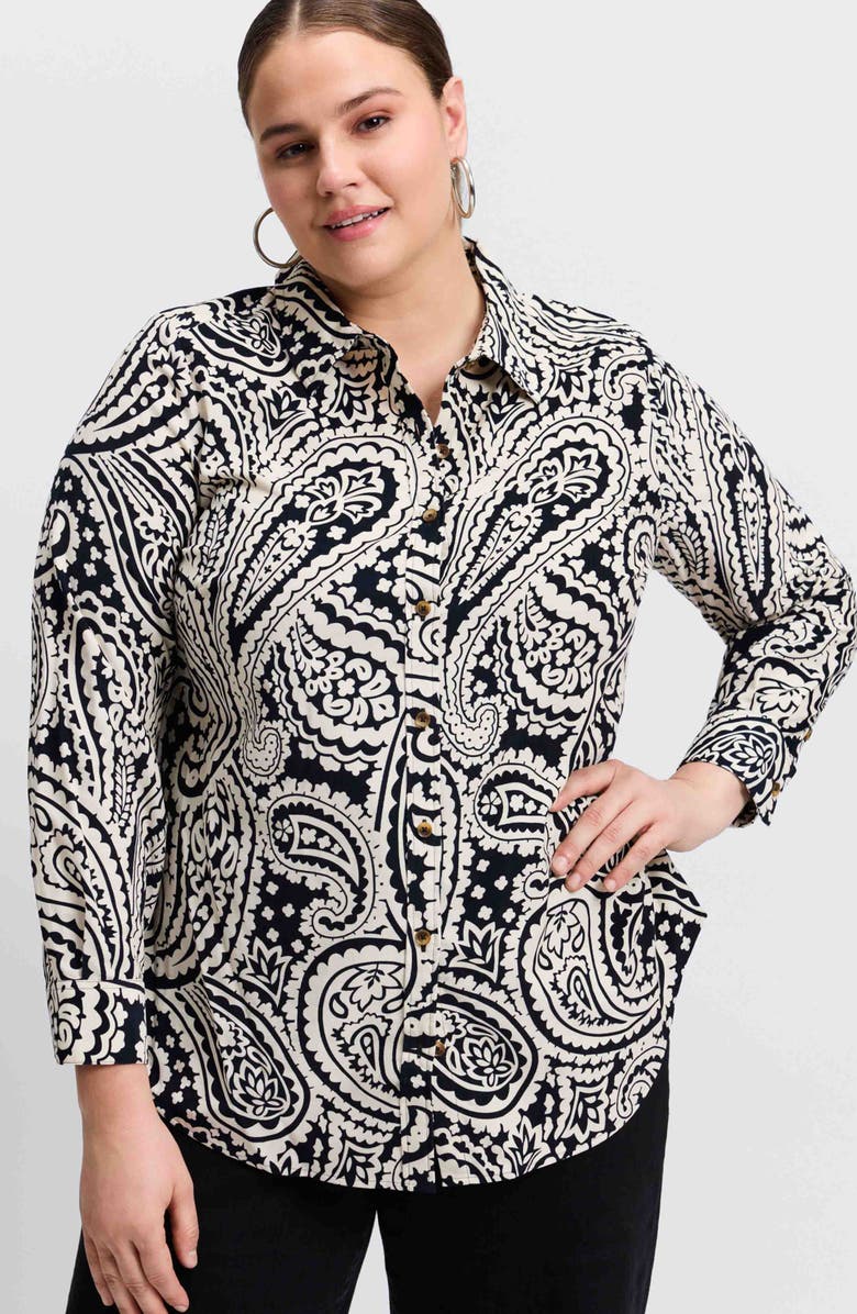 Foxcroft Haven Paisley Cotton Corduroy Button-Up Shirt, Alternate, color,