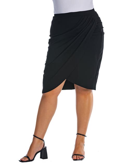 Elastic Waist Knee Length Tulip Pencil Skirt