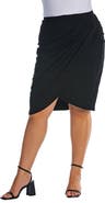 24seven Comfort Apparel Elastic Waist Knee Length Tulip Pencil Skirt