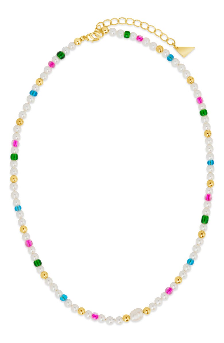 Sterling Forever Polly Beaded Necklace, Alternate, color, Gold